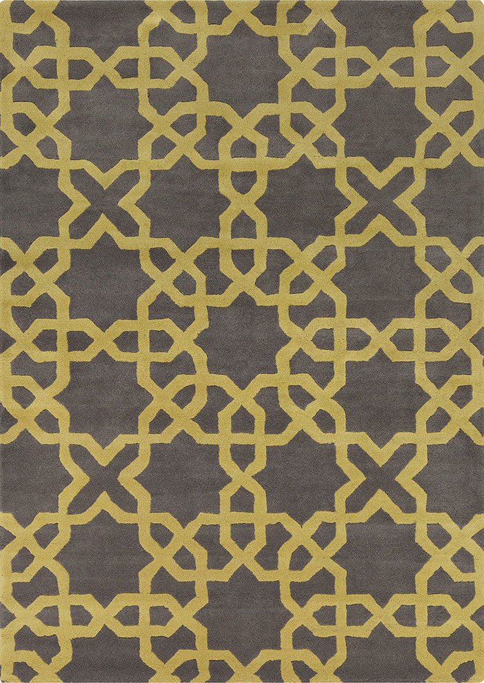 Davin Contemporary Area Rug, Charcoal and Green, 5'x7'