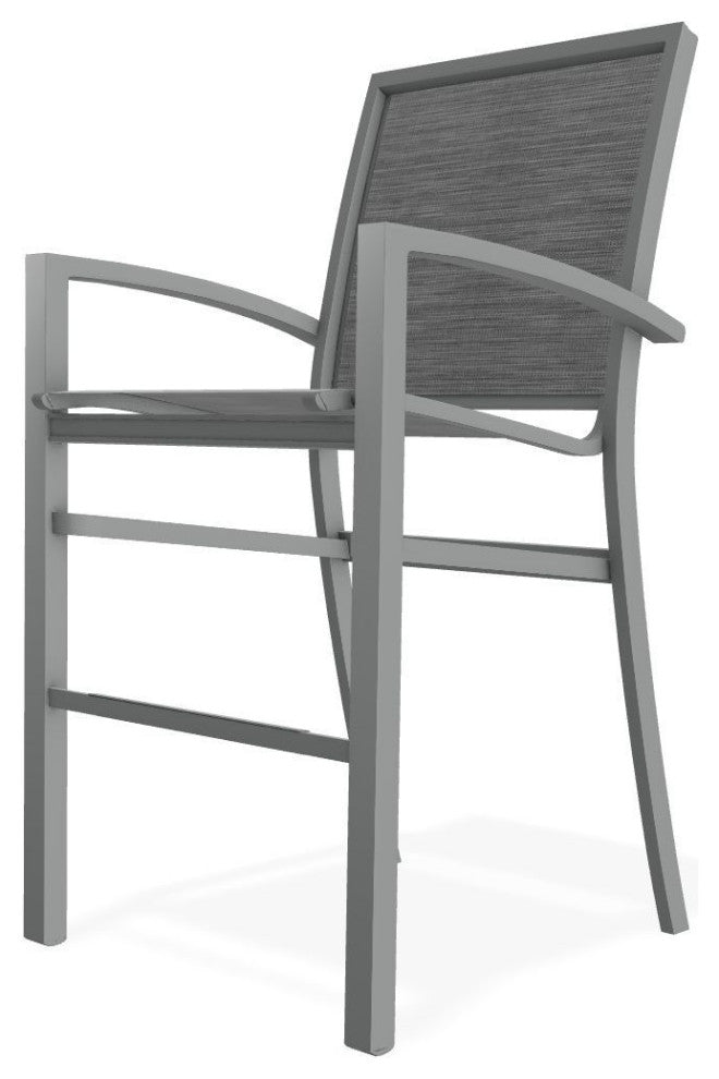 Kendall Sling Bar Height Stackable Outdoor Stool, Collect Charcoal/Graphite