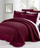 Matte Satin Quilted 4 Piece Bedspread Set, Burgundy, Queen