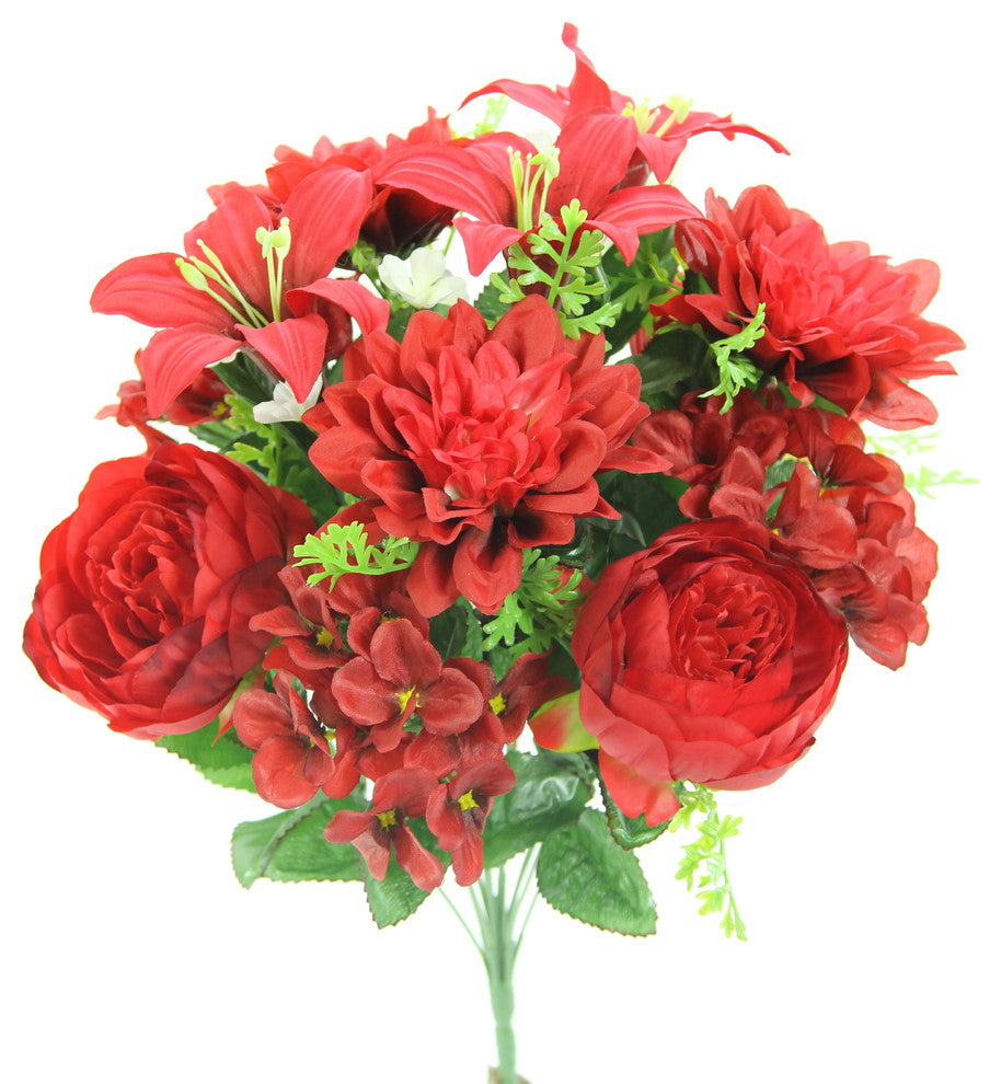 Artificial Peony Dahlia Hydrangea Mix Flower Bush