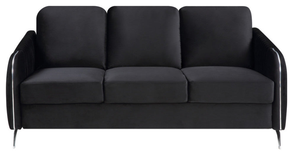 Hathaway Velvet Modern Chic Sofa Couch, Black