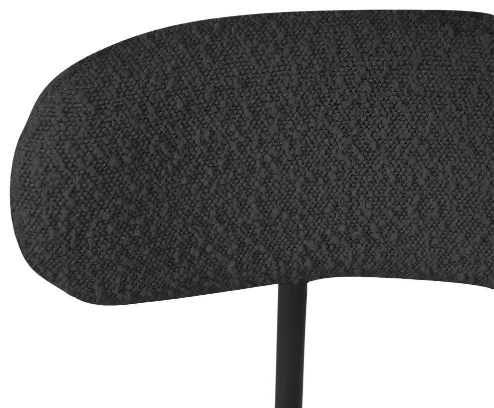 Beacon Upholstered Stool, Set of 2, Black, Matte Black Finish, Boucle Fabric