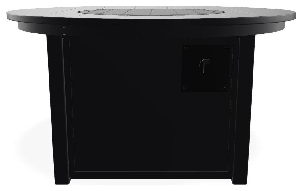 42" Marine Grade Fire Table with Propane Shelf, Black/Black