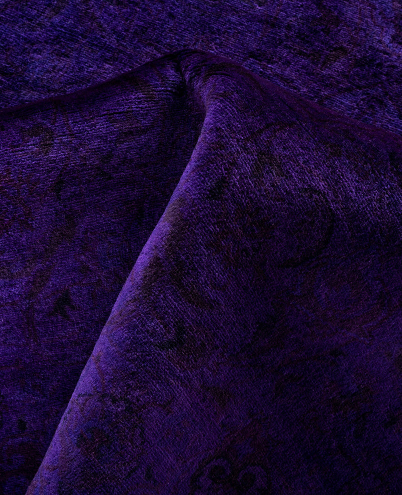 Overdyed One-of-a-Kind Hand-Knotted Area Rug Purple, 6' 8" x 6' 8"