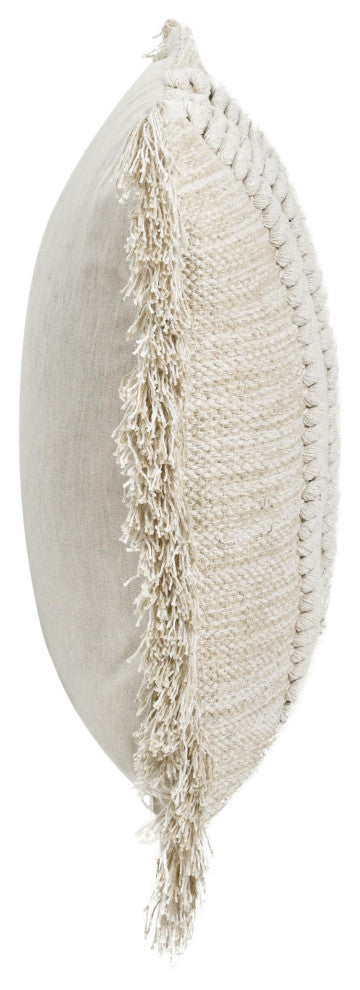 Lucera Woven Fabric Throw Pillow, Beige, 22x22