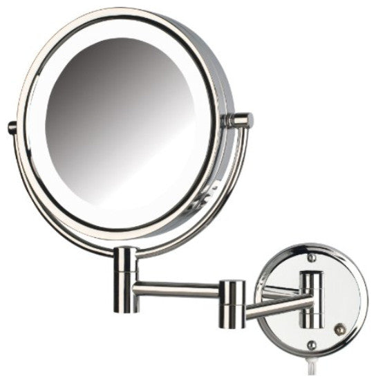 Jerdon HL88CL 8.5-Inch Two-Sided Swivel LED  Lighted Wall Mount Mirror w/ 8x Mag