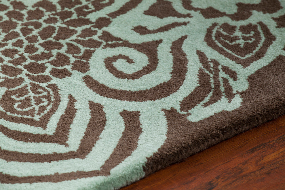 Aschera Contemporary Area Rug, Blue and Brown, 7'9"x10'6" Rectangle
