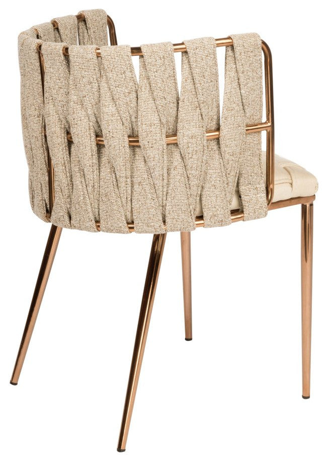 5-Piece Gigi Marble Top Dining Set, Off White Chairs