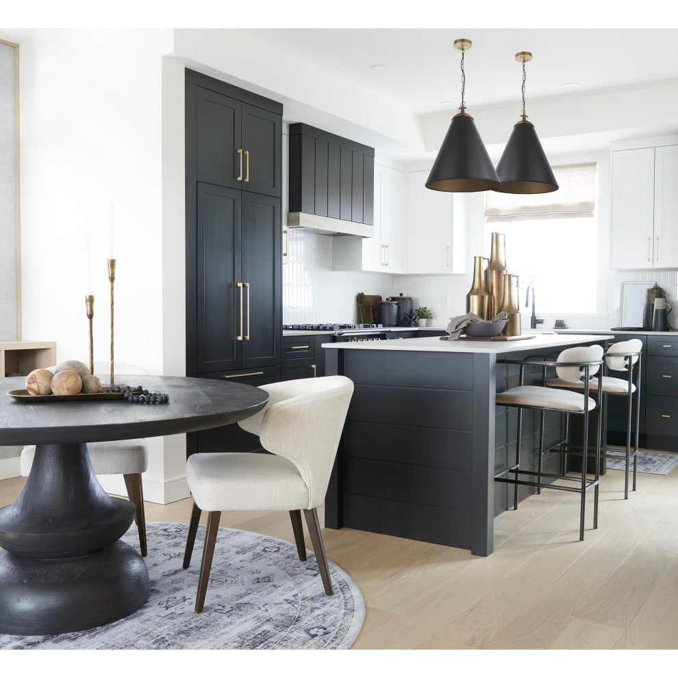 Niles Cream Fabric Seat With Dark Brown Solid Wood Frame Wingback Dining Chair