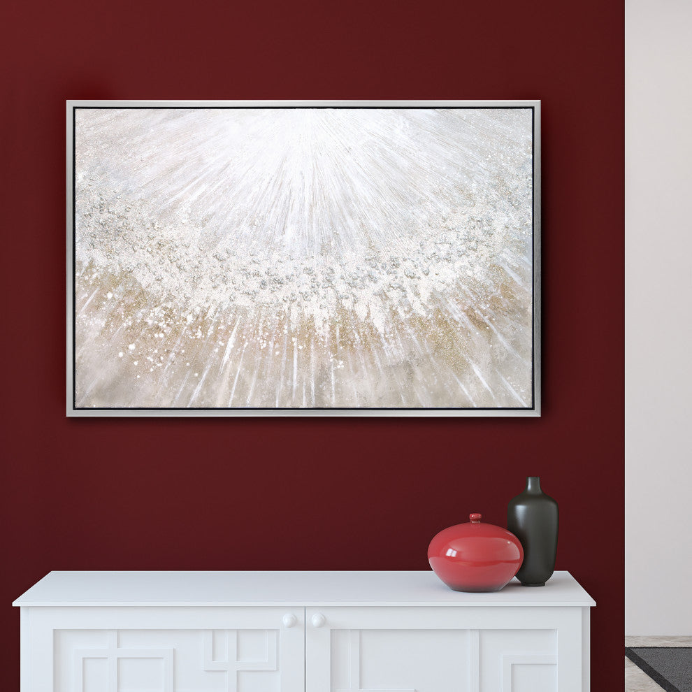 Silver Pellets Textured Metallic Hand Painted Canvas Wall Art, Mar-Cb9811-4832f