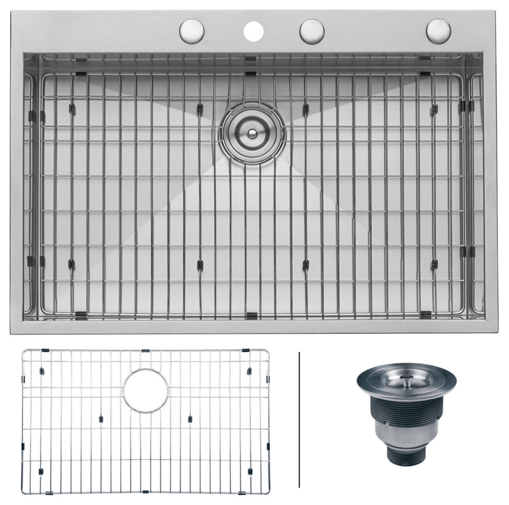 Ruvati RVH8001 Overmount 16 Gauge 33 Inch x 22 Inch Single Bowl Kitchen Sink