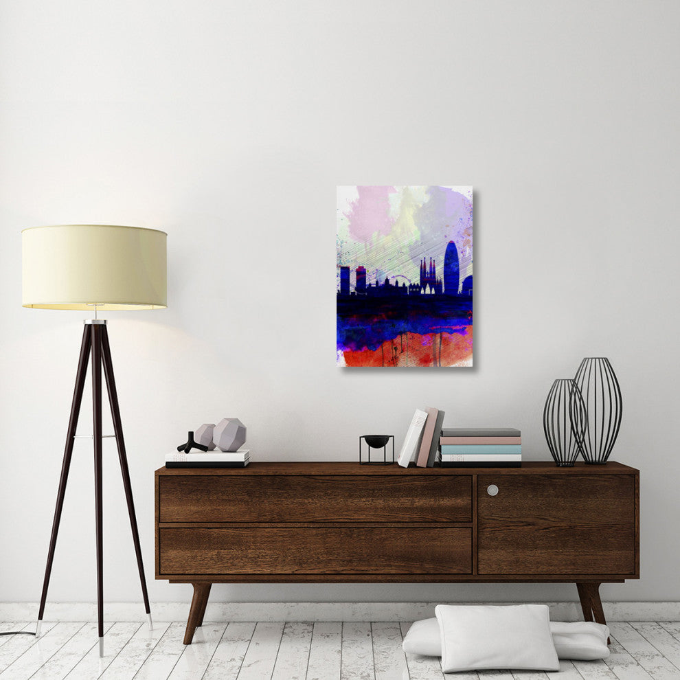 "Barcelona Watercolor Skyline 2" Fine Art Print