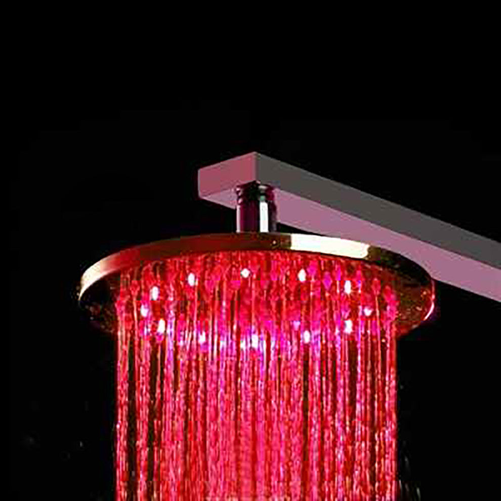 16" Round Multi Color LED Rain Shower Head, Wall Or Ceiling Mount