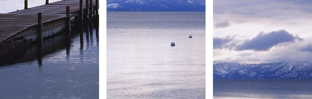 "Pier on the water, Lake Tahoe, California" Canvas Art, 36"x12"x1.25"