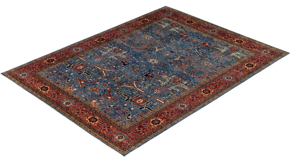 Serapi One-of-a-Kind Hand-Knotted Area Rug Light Blue, 9'0" x 11'11"