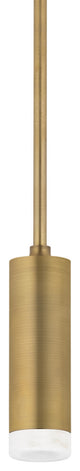 Luxe Cylinder Pendant With Bezel, Patina Brass, 2.75"Lx2.75"Wx15"H