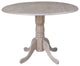 42" Round Dual Drop Leaf Pedestal Table, Washed Gray Taupe