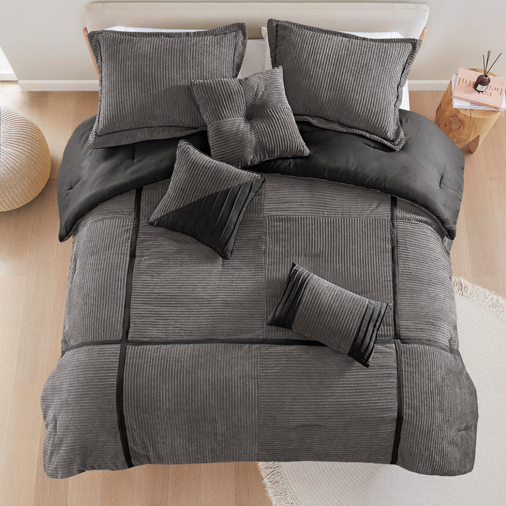 Madison Park Dallas 7 Piece Micro Corduroy Comforter Set