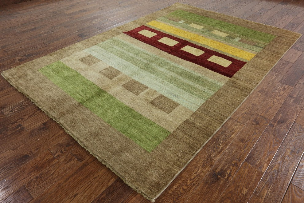 Modern Collection Multicolor 7'x10' Gabbeh Hand Knotted Wool Area Rug H9145