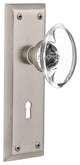 New York Plate With Oval Clear Crystal Knob, Satin Nickel