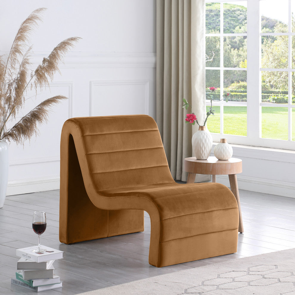 Ivy Upholstered Accent Chair, Saddle, Velvet