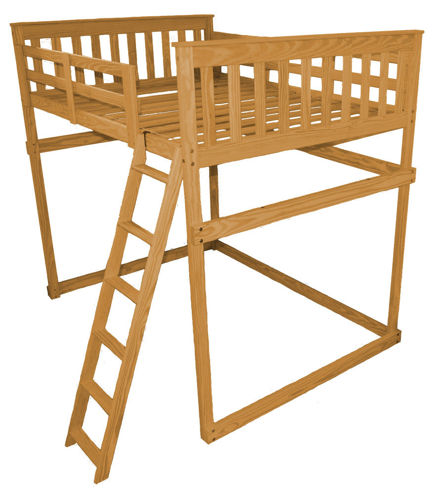 Mission Loft Bed, Honey Stain, Full, Side Ladder