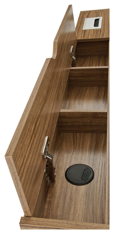 Techni Mobili Compact Computer Desk with Multiple Storage, Walnut