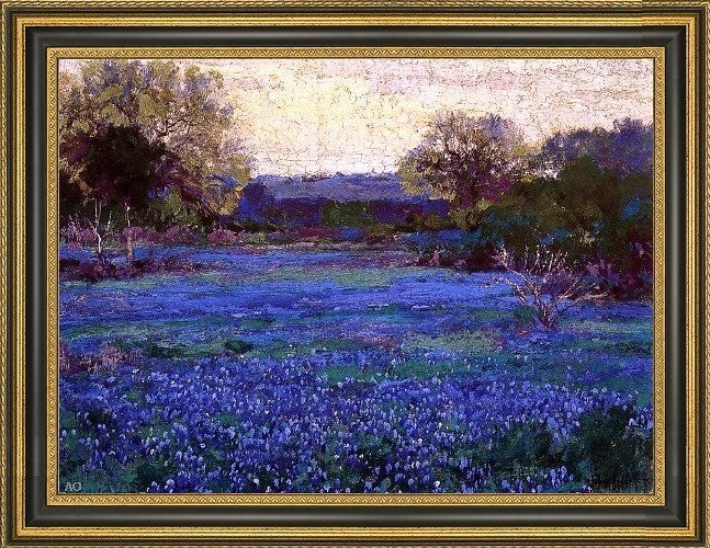 Julian Onderdonk Bluebonnets on a Grey Day Framed Premium Canvas Print, 21"x28"