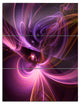 "Purple Fractal Light Art in Dark" Metal Wall Art, 3 Panels, 28"x36"