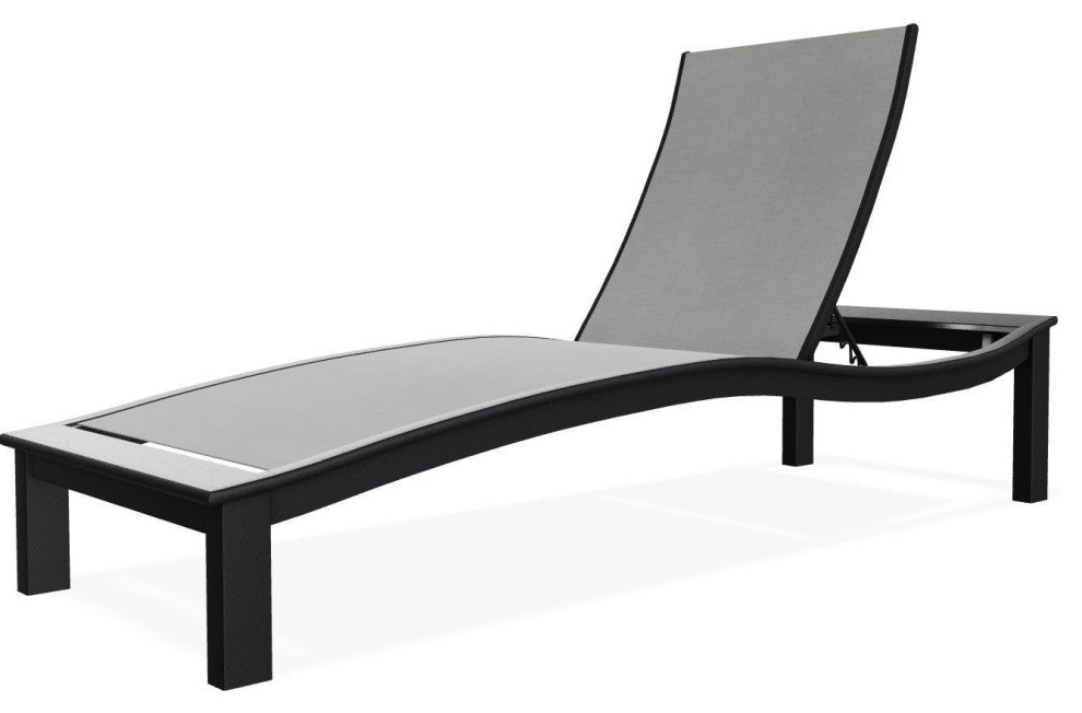 Bazza Sling 4-Position Contour Outdoor Chaise Lounge, Alloy/Black