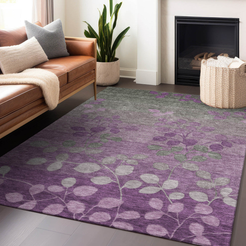 Machine Washable Indoor/Outdoor Chantille ACN1900 Purple 8' x 10' Rug