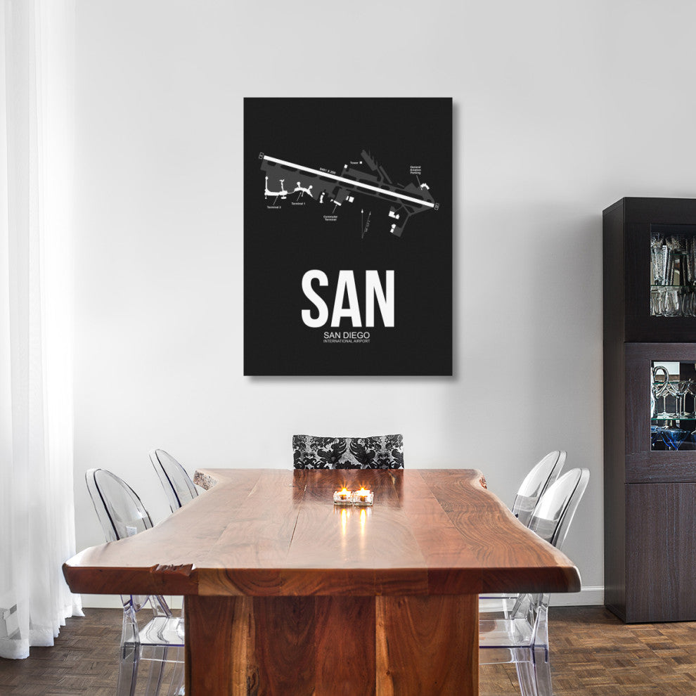 "SAN San Diego Airport Black" Fine Art Print