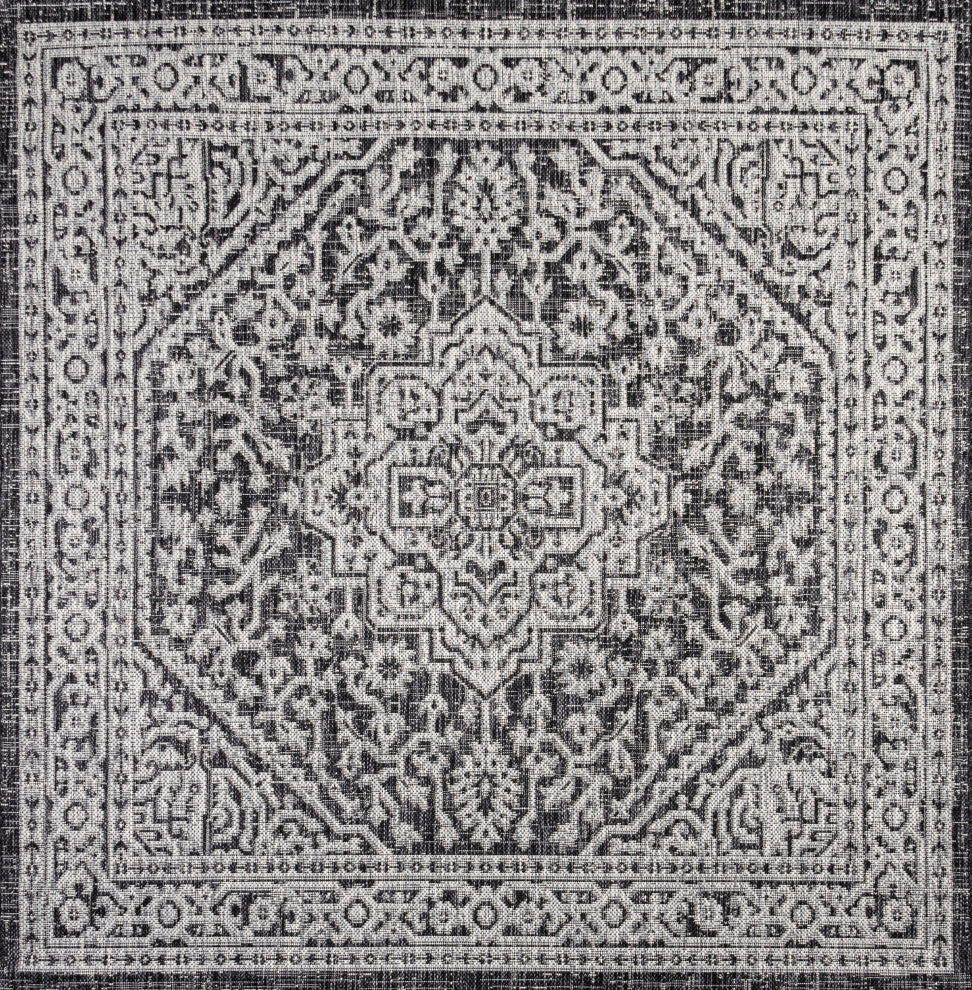 Sinjuri Medallion Textured Weave Indoor/Outdoor Area Rug