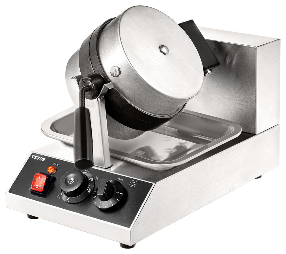 VEVOR Commerical Round Waffle Maker 1300W Rotatable Non-Stick Waffle Iron 120V
