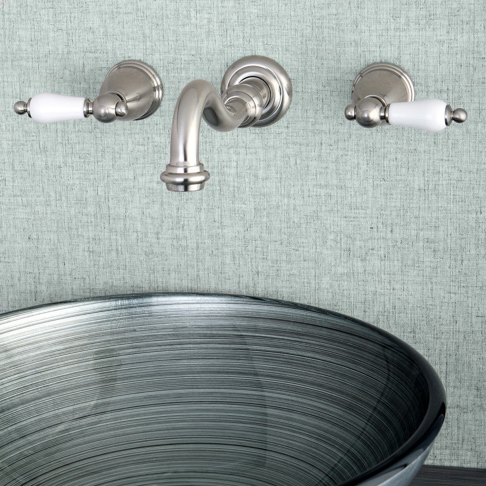 Kingston Brass 2-Handle Wall Mount Bathroom Faucet, Brushed Nickel