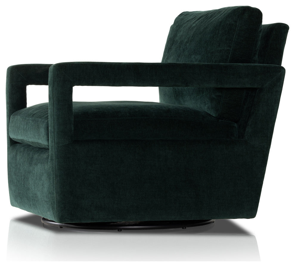 Olson Swivel Chair-Emerald Worn Velvet