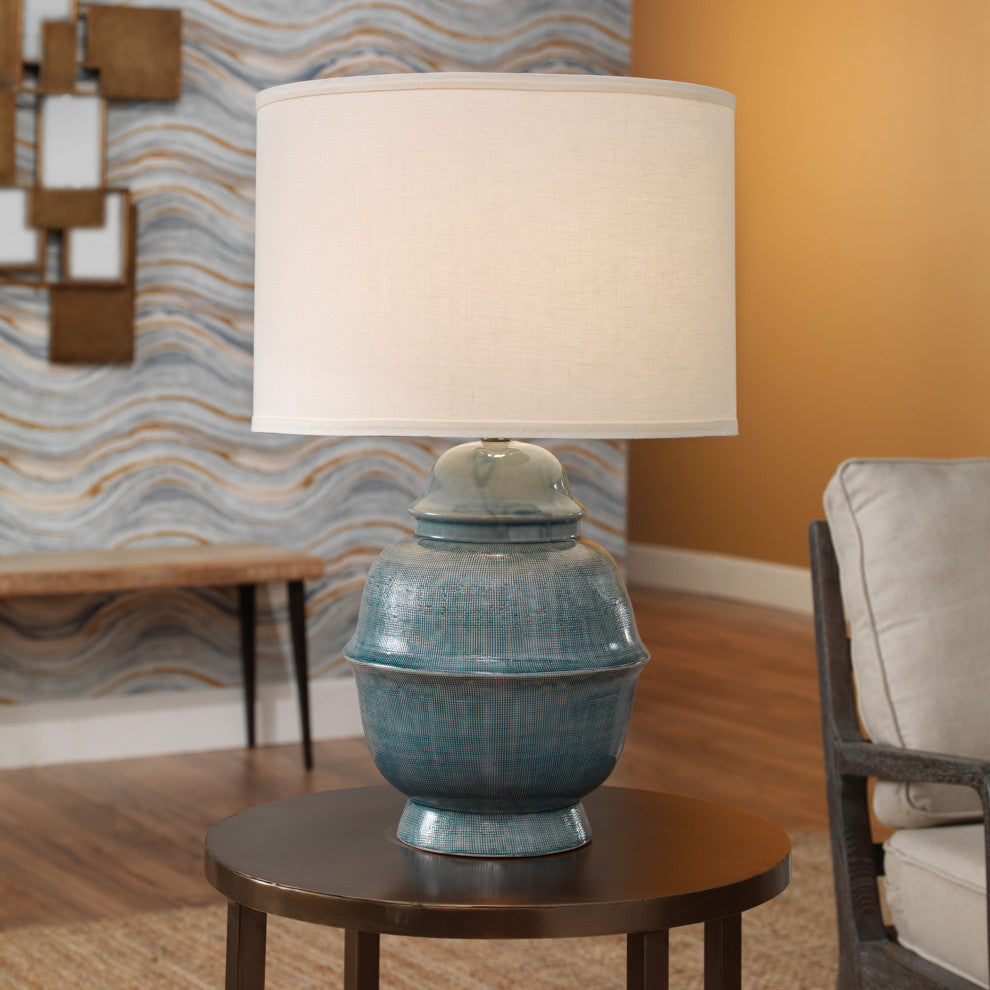 Kaya Ceramic Table Lamp, Blue