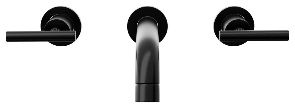 Novatto NBF-W04 Kennedy Two Handle Wall Mount Bathroom Faucet Series, Matte Black