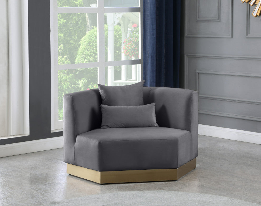 Marquis Velvet Upholstered Set, Gray, Chair