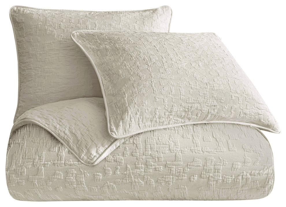 Porto Metalasse Duvet Set, 3 Piece, Light Taupe, Twin