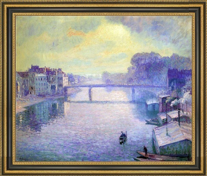 Henri Lebasque The Marne at LagnyFog Effect Framed Premium Canvas Print, 16"x20"
