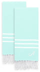Alara Turkish Pestemal Hand Towels, Set of 2, Soft Aqua, A