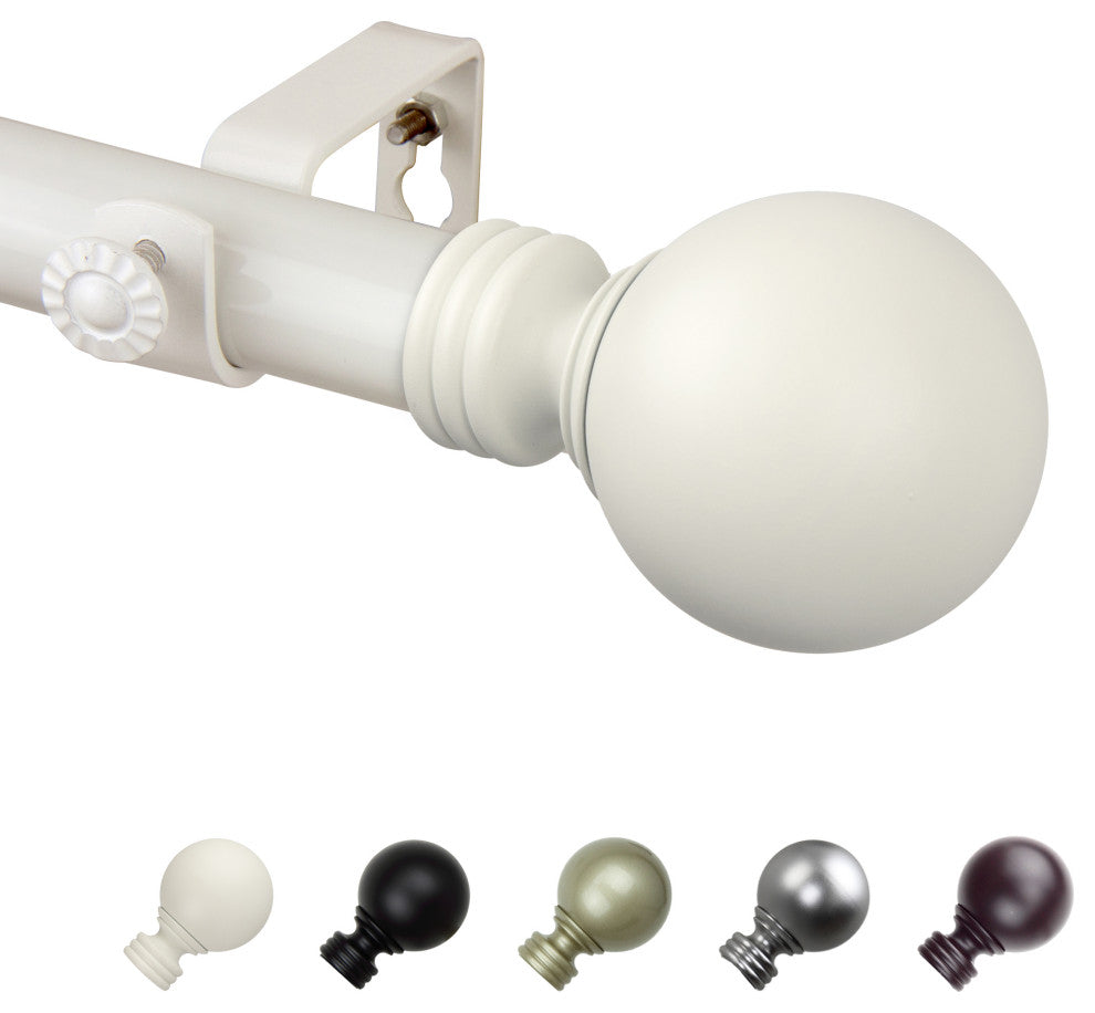 Globe 1" Curtain Rod 160-240", White