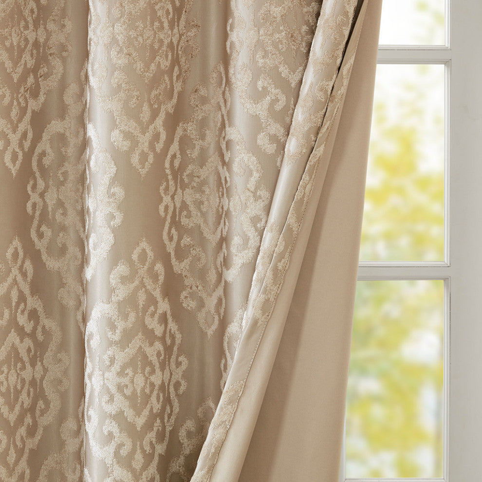 SunSmart Mirage Knitted Jacquard Damask Total Blackout Grommet Top Curtain Panel