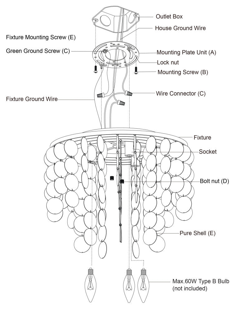 Elsa Capiz Shell 16" 3 Light Flush Mount Natural Brass