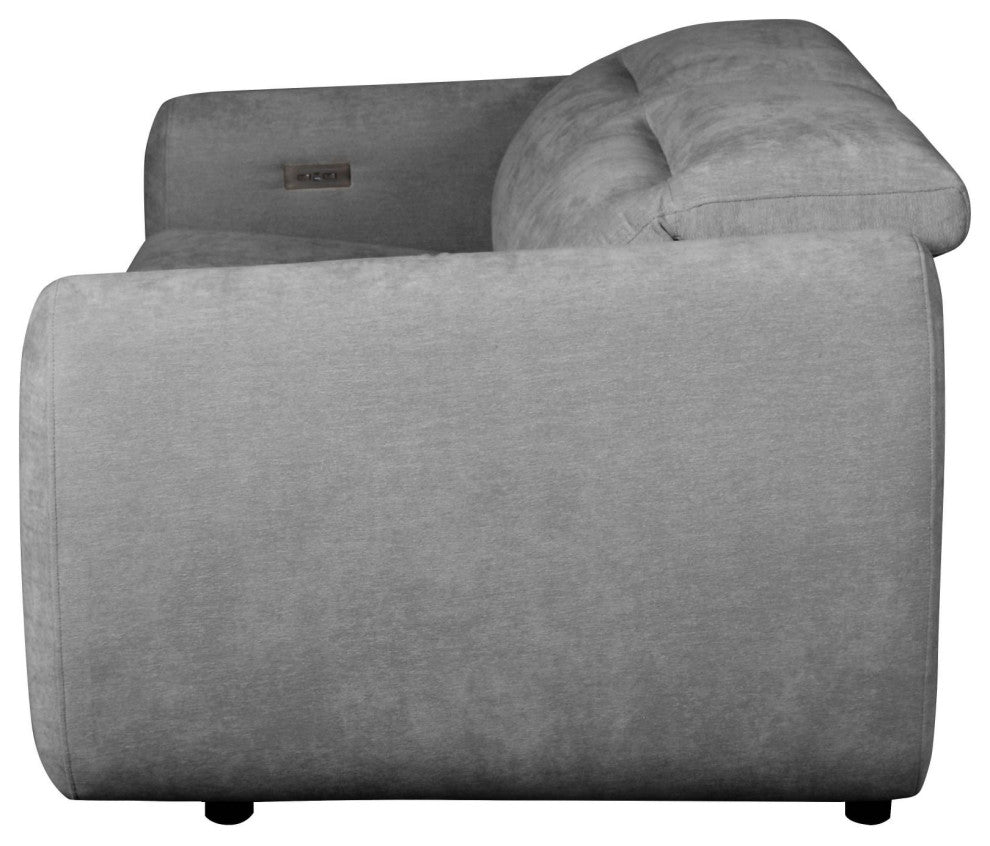 Divani Casa Brevig Modern Grey Fabric Sofa With 2 Recliners