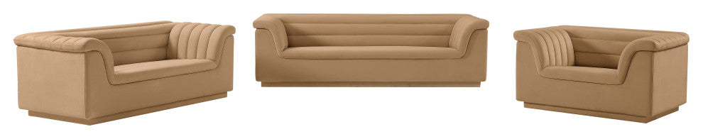 Cascade Upholstered Set, Camel, Velvet, Loveseat
