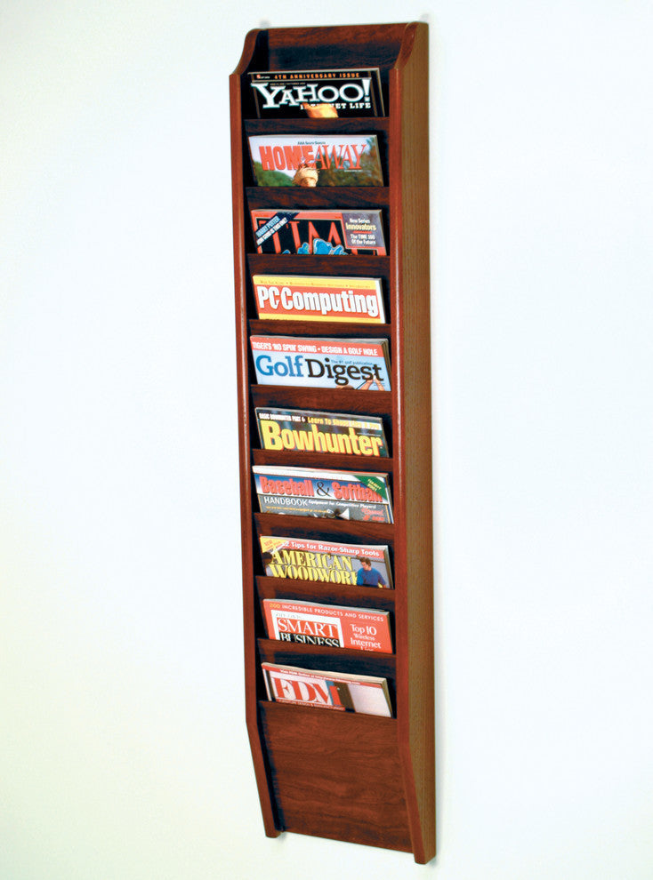 Cascade 10 Pocket Magazine Rack, Mahogany