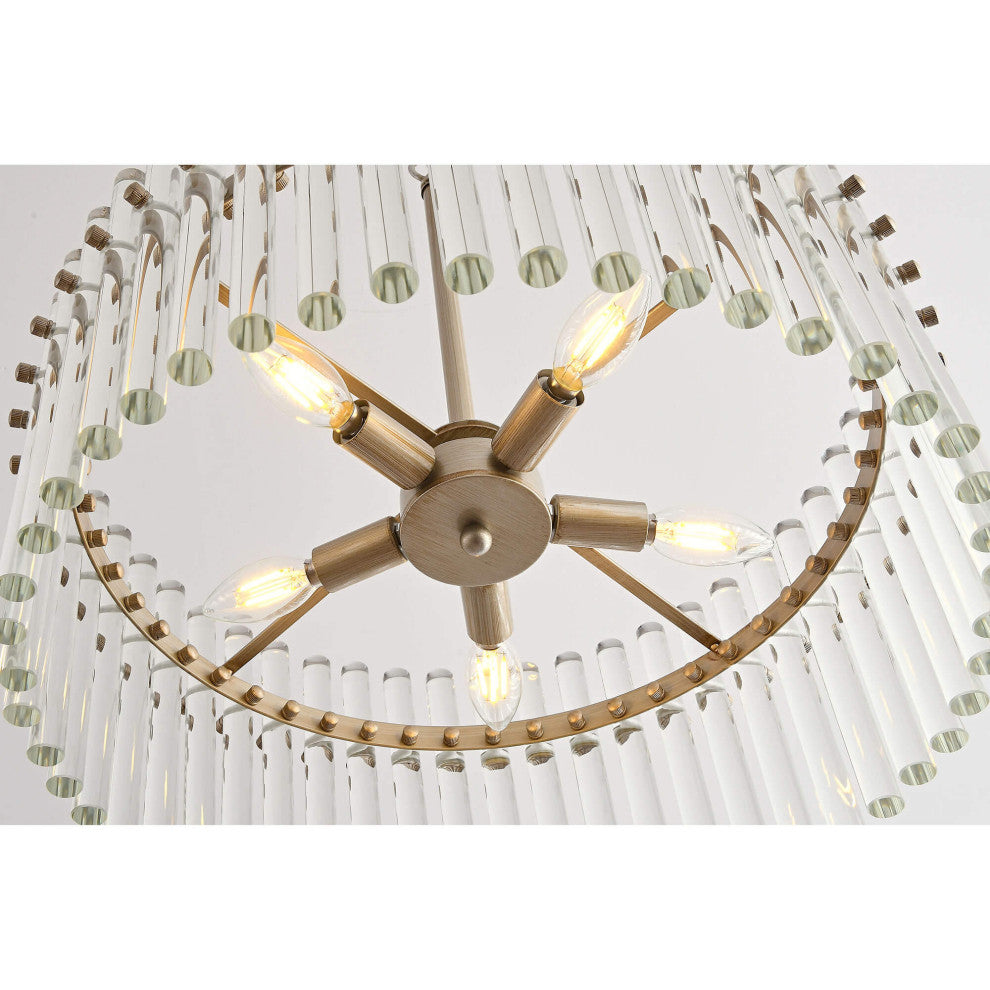 Eva Brushed Champagne Silver 5-light Chandelier