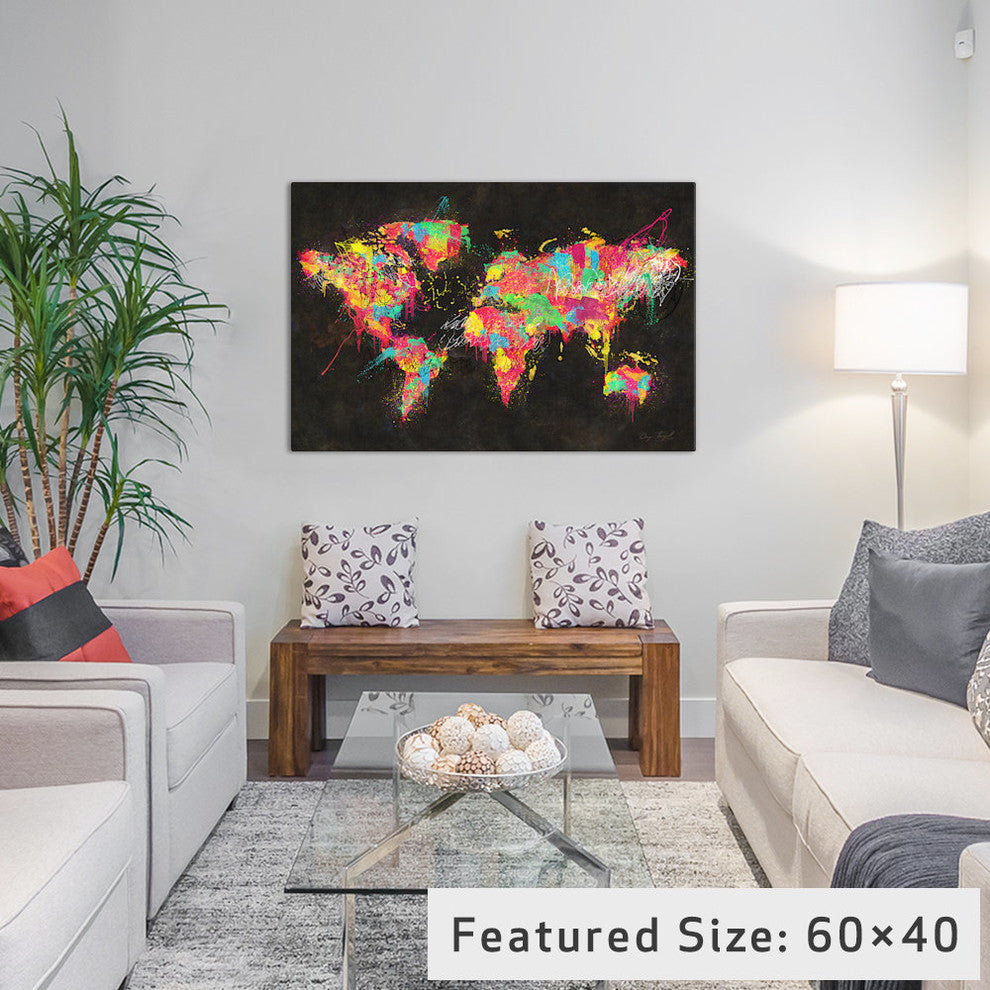 "Psychedelic Continents" by Diego Tirigall, 26x18x1.5"